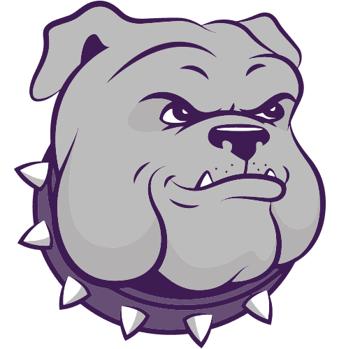 illustration of a gray bulldog’s head with a spiked collar, showing an intense expression—an image that perfectly captures the fierce spirit of encompass soccer in portola.